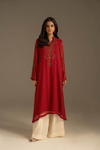 1 Piece Raw Silk Embroidered Suit (FB0014)