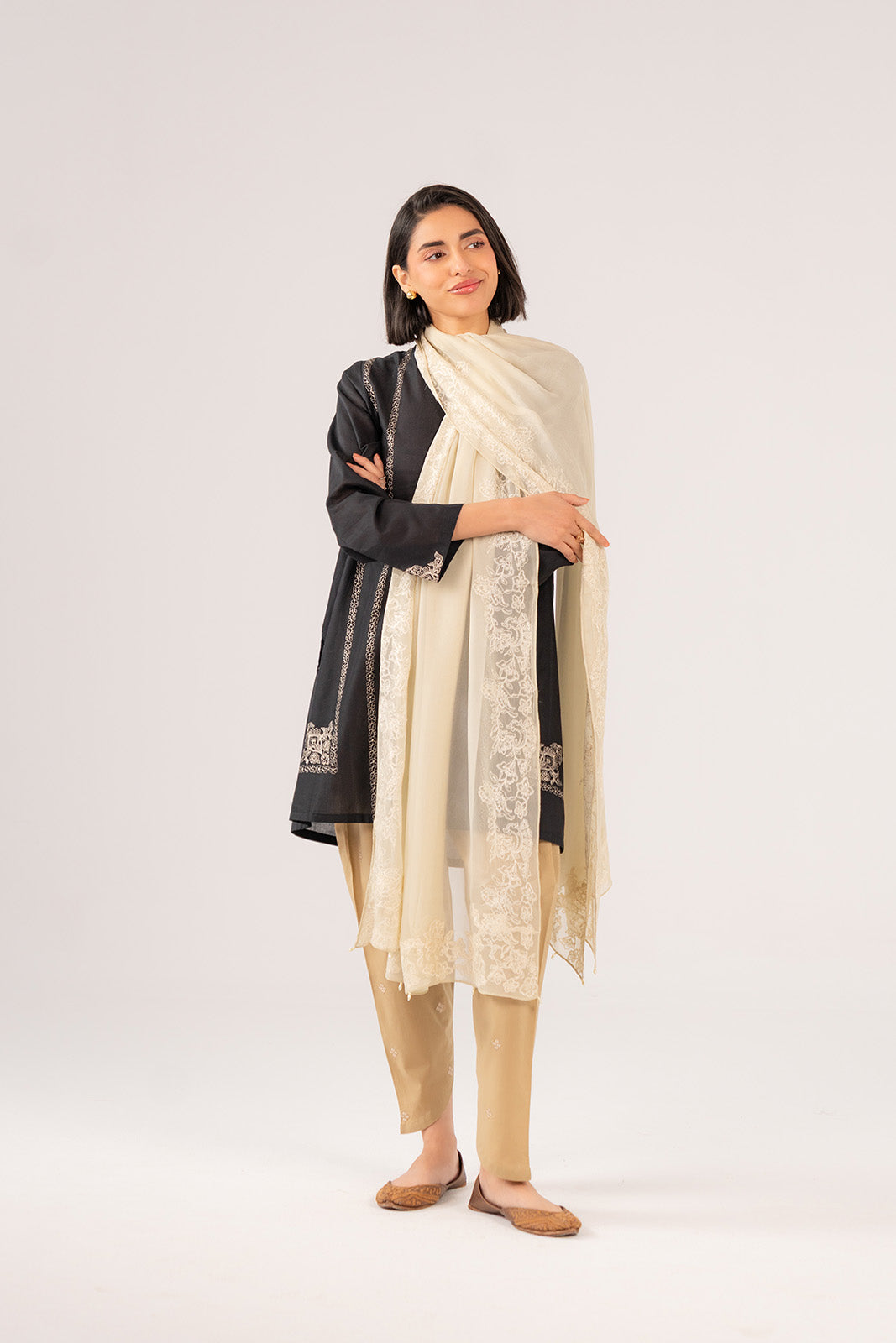 1 Piece Chiffon Embroidered Dupatta (FD0022)