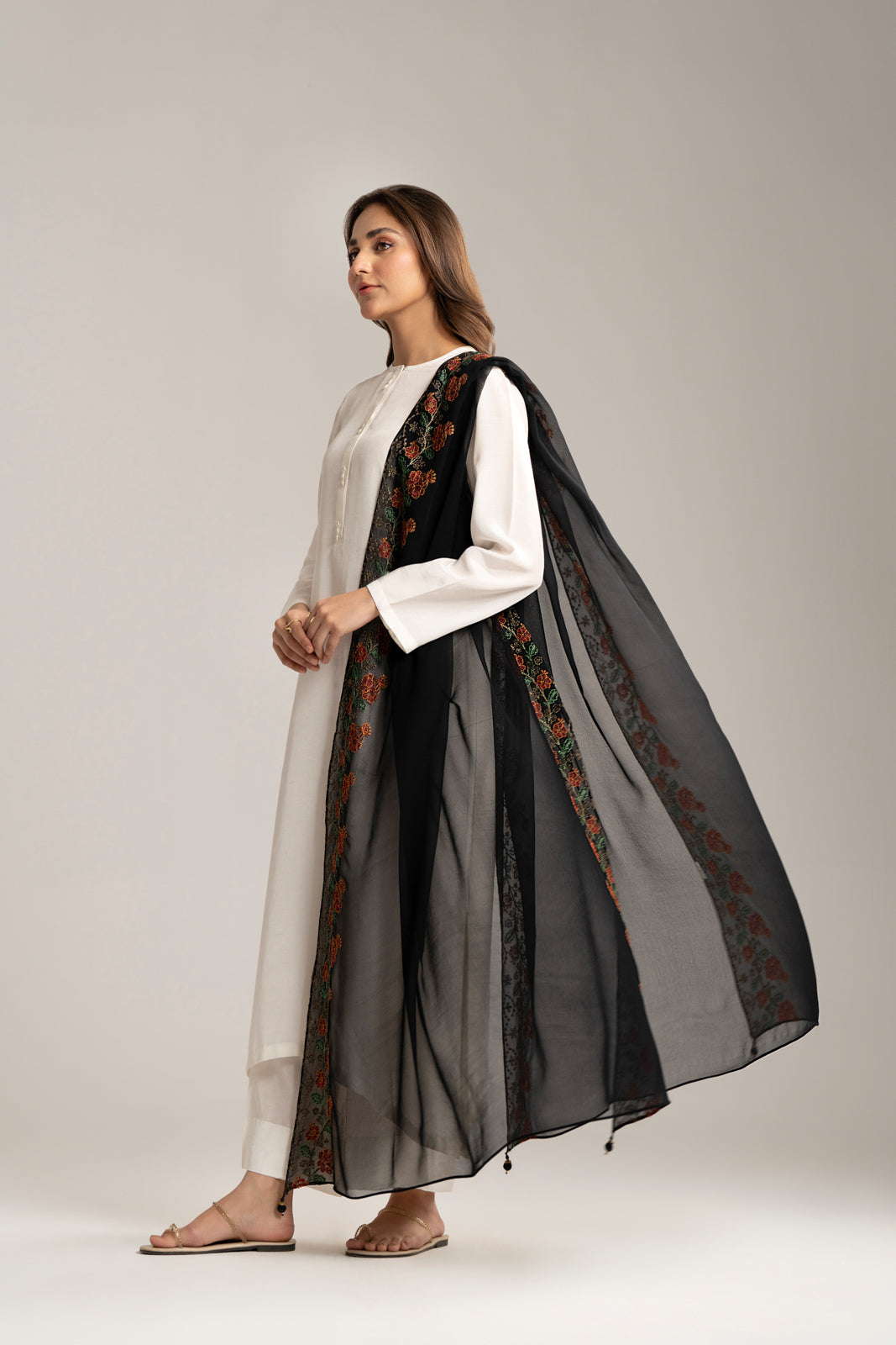 1 Piece Chiffon Embroidered Dupatta (FD0029)
