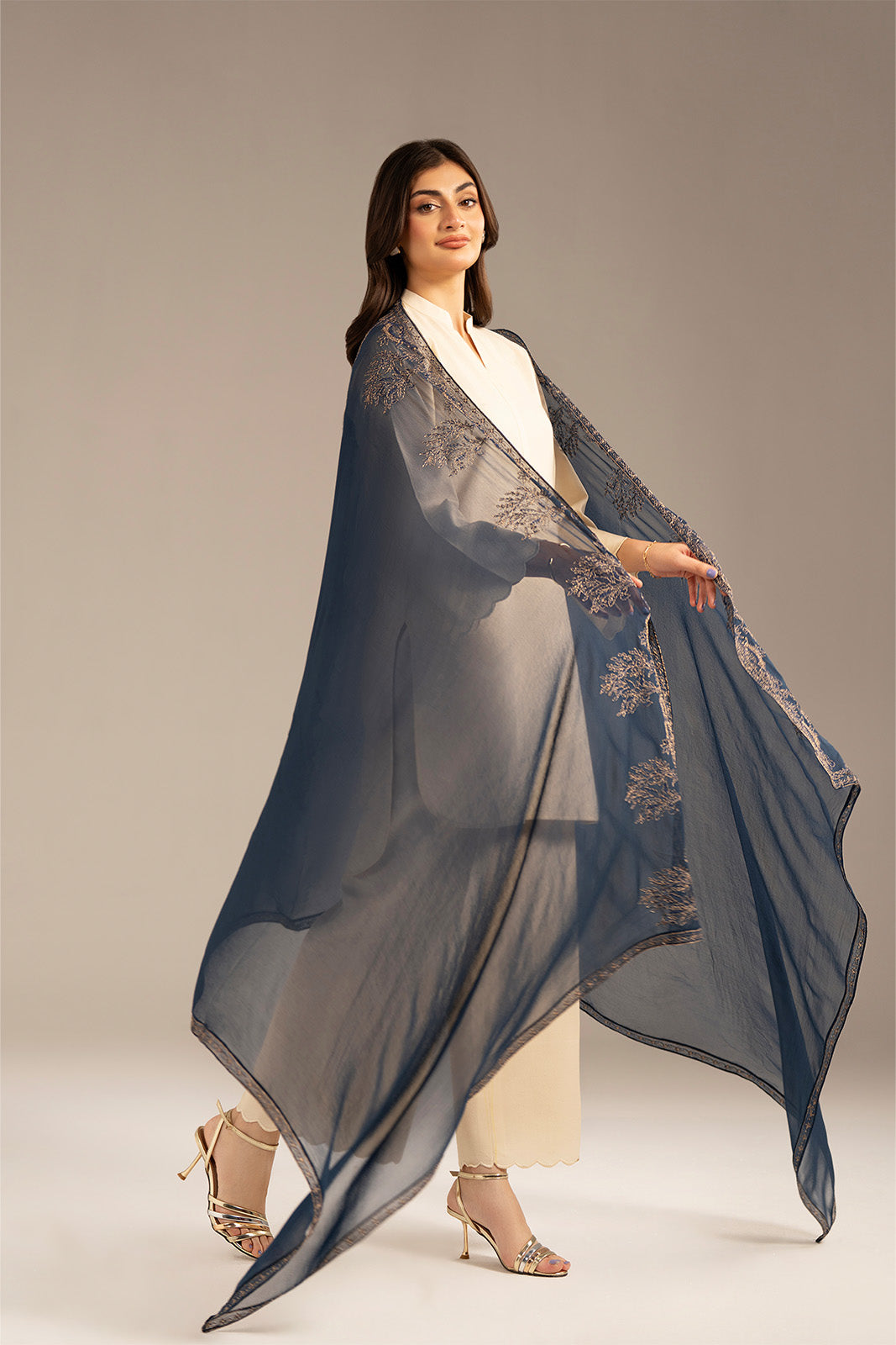 1 Piece Chiffon Embroidered Dupatta (FD0075)