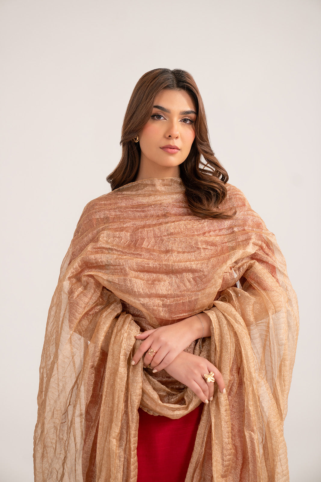1 Piece Tissue Zari Solid Dupattas/Stoles (FD0084)