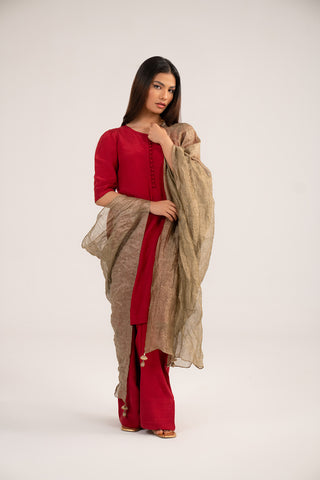 1 Piece Tissue Zari Solid Dupattas/Stoles (FD0086)