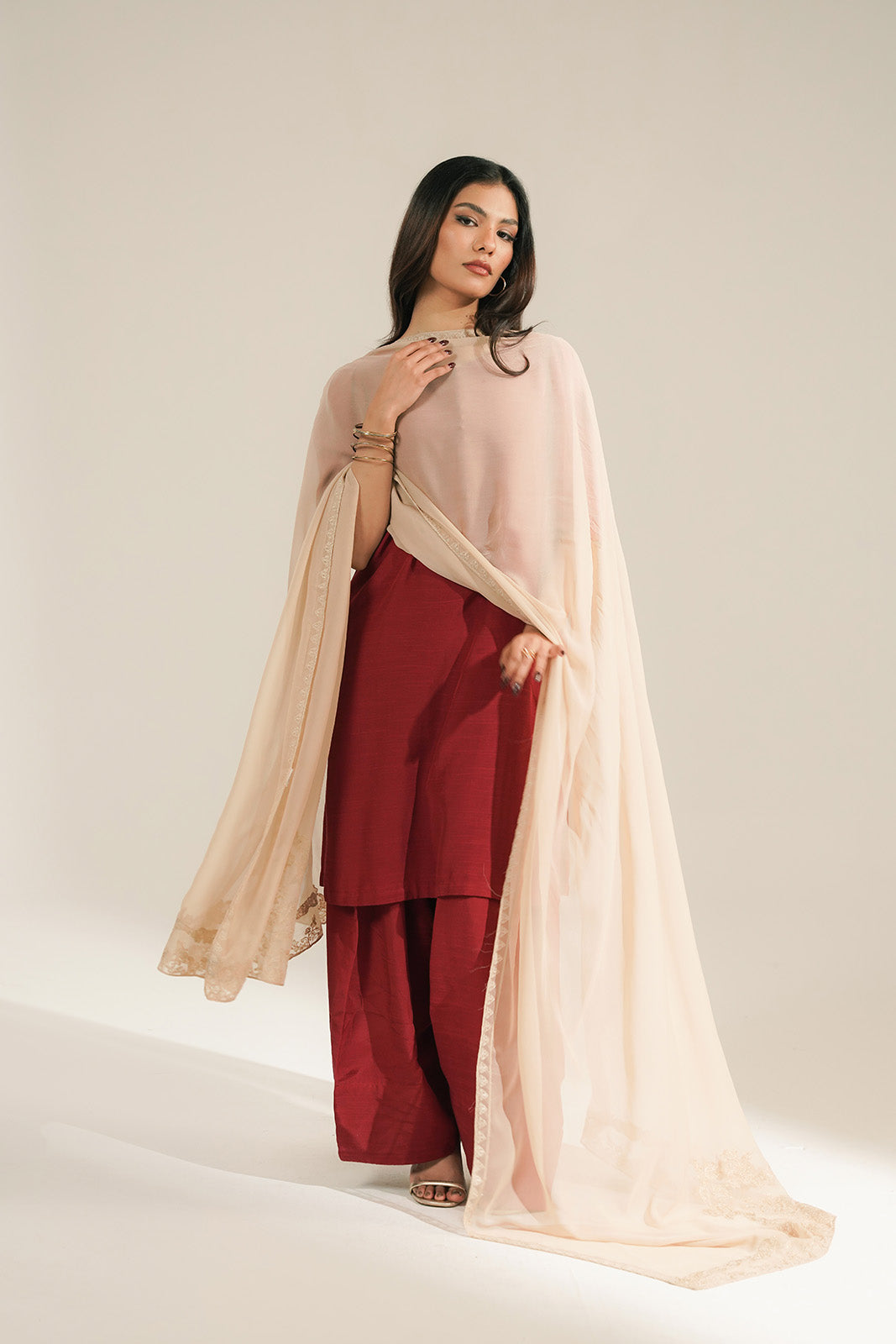 1 Piece Chiffon Embroidered Dupattas/Stoles (FD0094)
