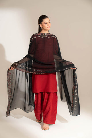 1 Piece Chiffon Embroidered Dupatta (FD0106)