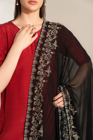 1 Piece Chiffon Embroidered Dupatta (FD0107)