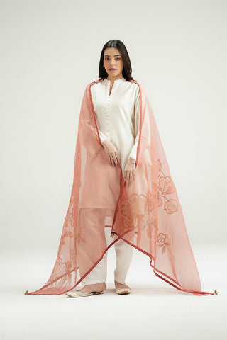 1 Piece Organza Embroidered Dupatta (FD0109)