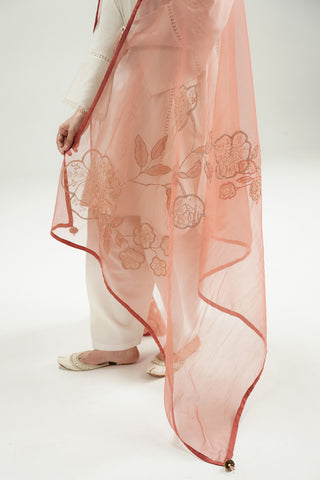 1 Piece Organza Embroidered Dupatta (FD0109)