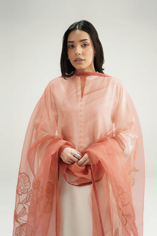 1 Piece Organza Embroidered Dupatta (FD0109)