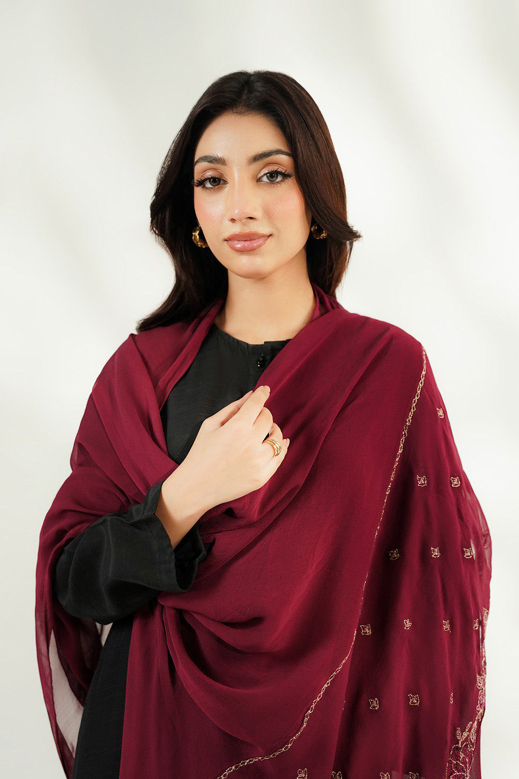 1 Piece Chiffon Embroidered Dupatta (FD0142)