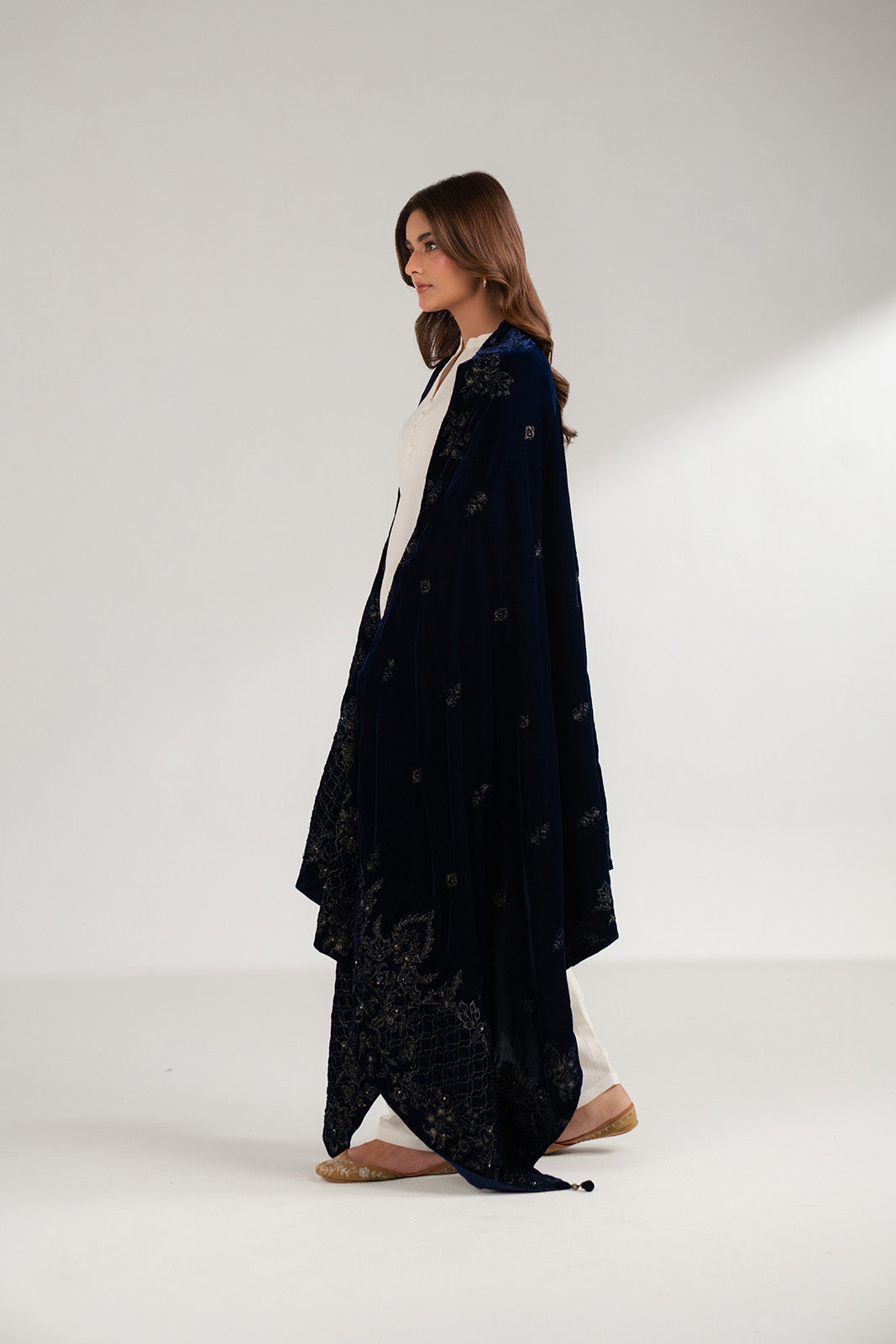 1 Piece Micro Velvet Embroidered Shawls (FG0003)