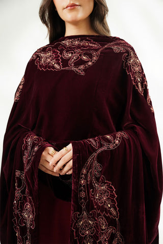 1 Piece Velvet Embroidered Shawl (FG0007)