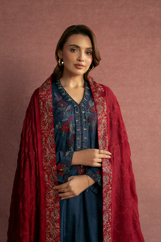 1 Piece Khaddi Net Embroidered Shawl (FH0001)
