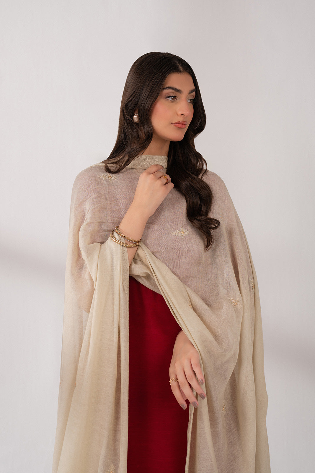 1 Piece Khadi Net Embroidered Shawls (FH0011)