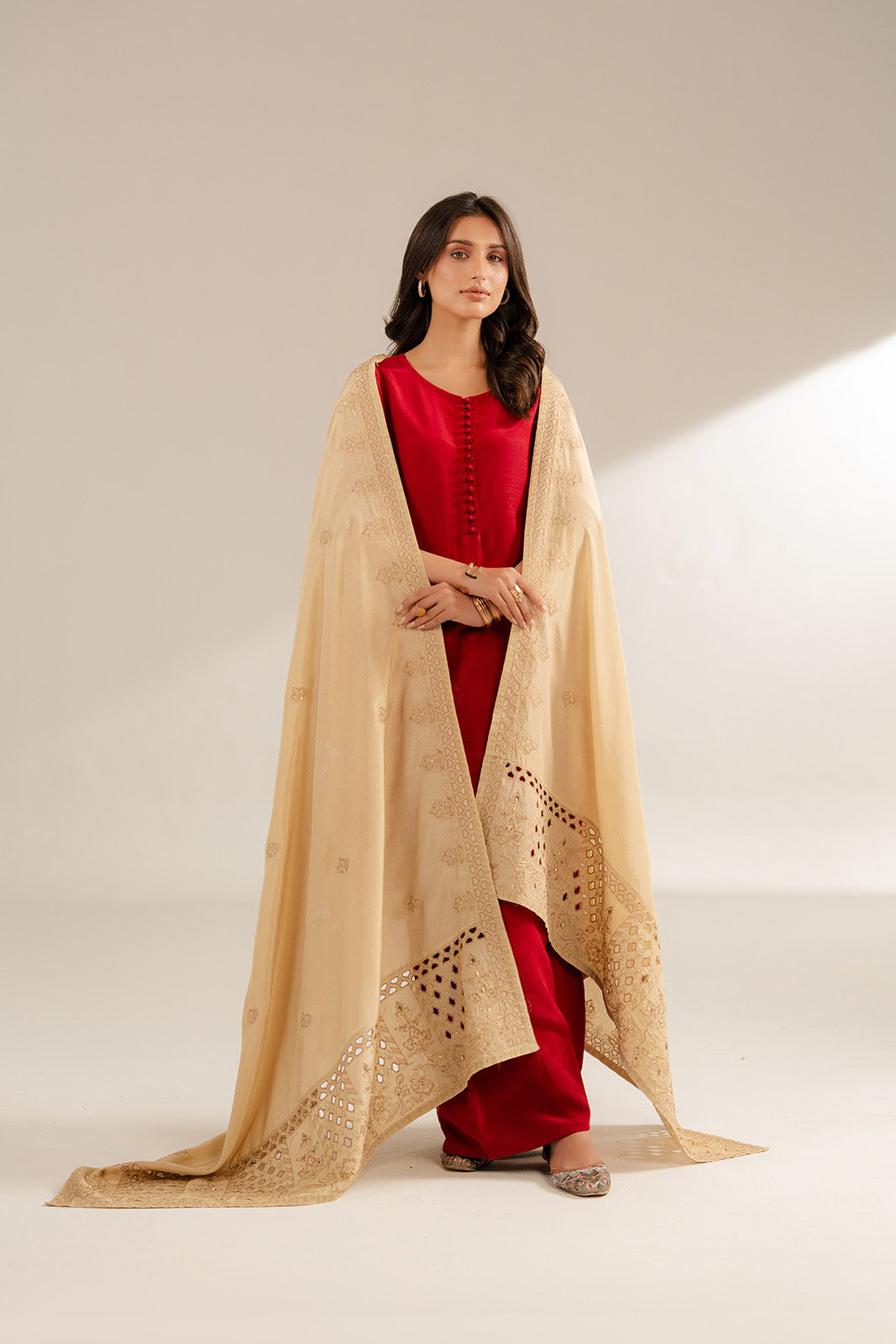 1 Piece Resham Cotton Embroidered Shawls (FH0015)