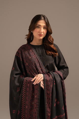 1 Piece Raw Silk Embroidered Shawls (FH0016)