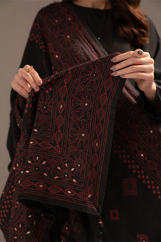 1 Piece Raw Silk Embroidered Shawls (FH0016)