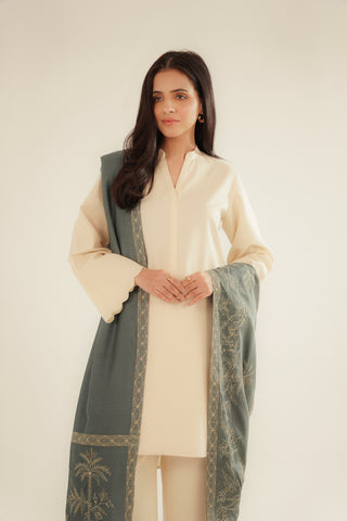 1 Piece Cotton Silk Embroidered Shawls (FH0019)