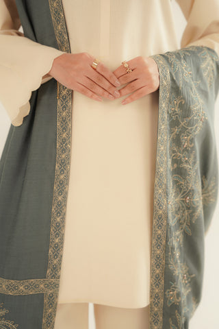 1 Piece Cotton Silk Embroidered Shawls (FH0019)