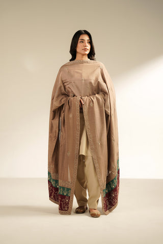 1 Piece Cotton Silk Embroidered Shawls (FH0023)