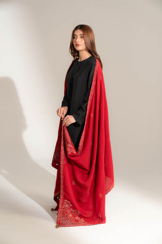 1 Piece Raw Silk Embroidered Shawl (FH0024)