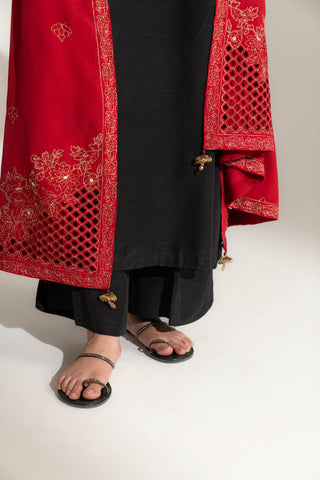 1 Piece Raw Silk Embroidered Shawl (FH0024)