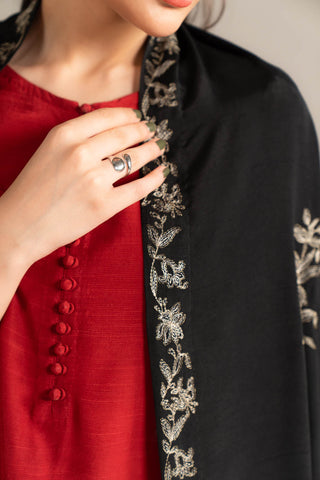 1 Piece Resham Cotton Embroidered Shawl (FH0026)