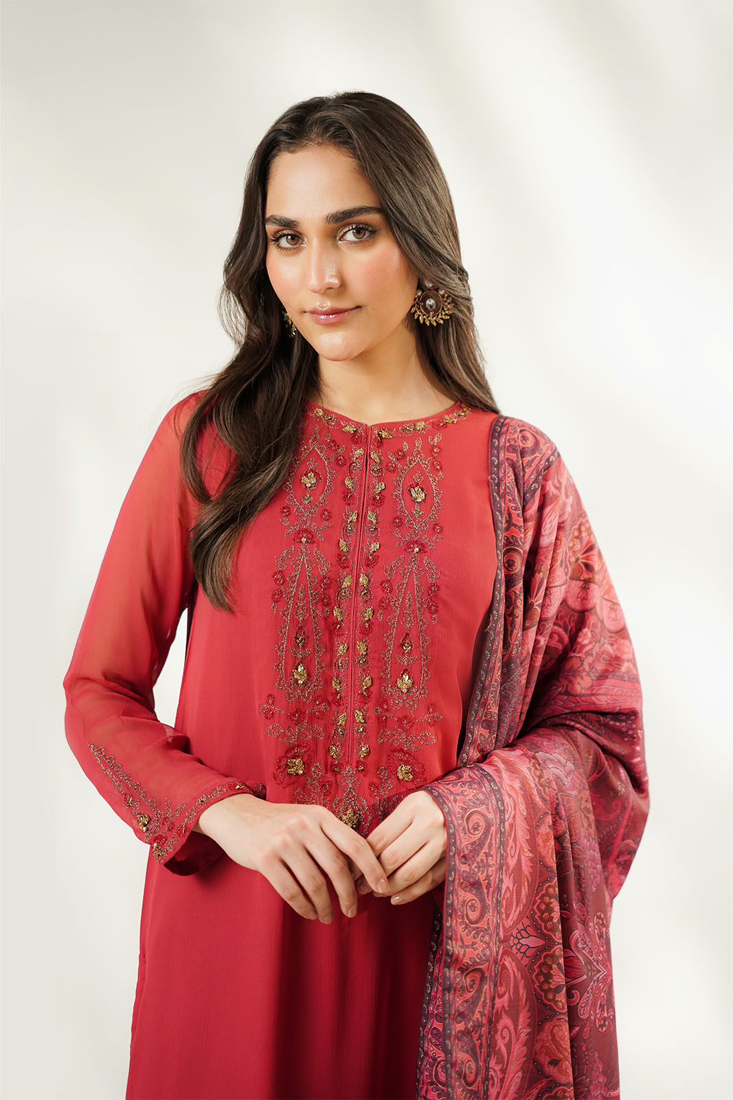 1 Piece Printed Raw Silk Printed Shawl (FH0038)