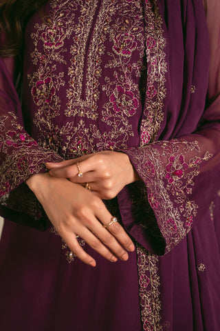 3 Piece Chiffon Embroidered Suit (FL0008)