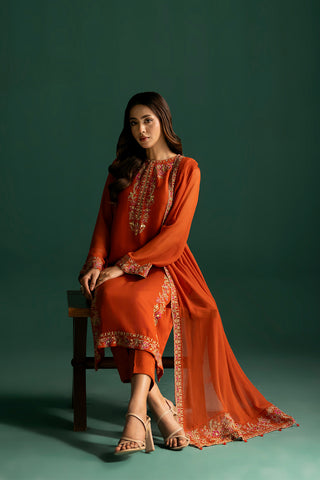 3 Piece Chiffon Embroidered Suit (FL0014)