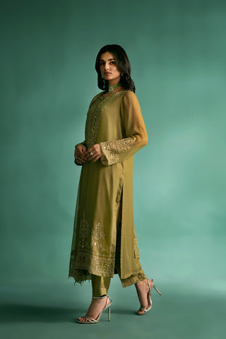 3 Piece Chiffon Embroidered Suit (FL0015)