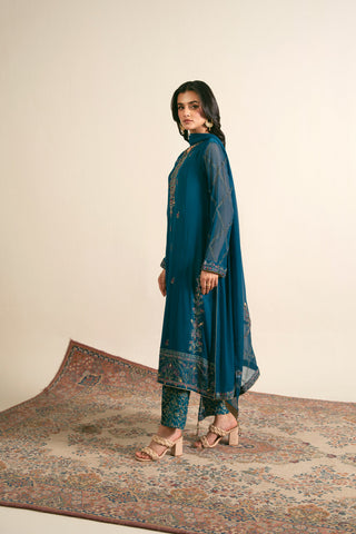 3 Piece  Chiffon Embroidered Suit (FL0016)