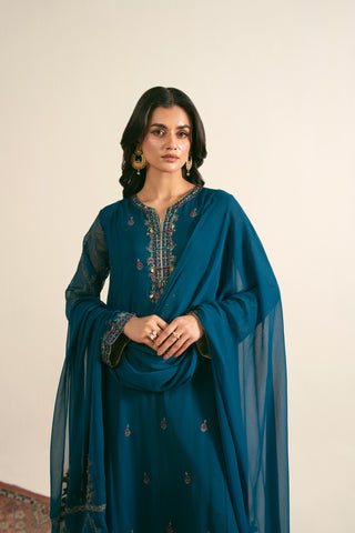 3 Piece  Chiffon Embroidered Suit (FL0016)