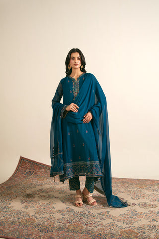 3 Piece  Chiffon Embroidered Suit (FL0016)