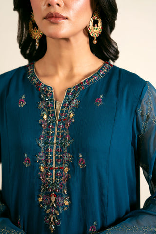 3 Piece  Chiffon Embroidered Suit (FL0016)