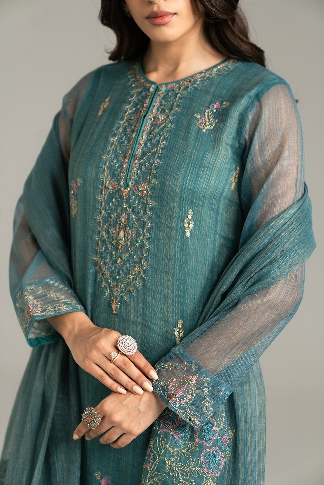 3 Piece Net Embroidered (FL0020)