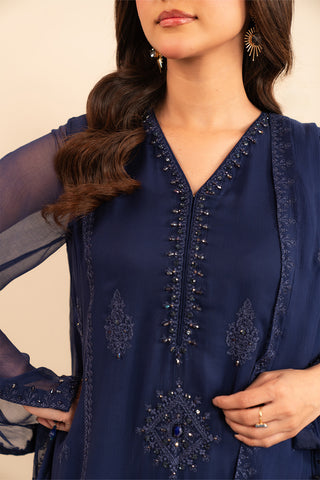 3 Piece Chiffon Embroidered Suit (FL0022)