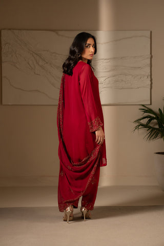 3 Piece Chiffon Embroidered Suit (FL0024)