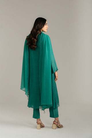 3 Piece Khaddi Net Embroidered Suit (FL0026)