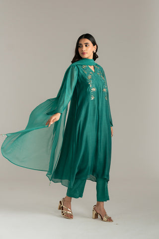 3 Piece Khaddi Net Embroidered Suit (FL0026)