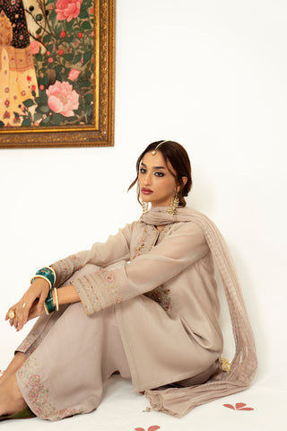 3 Piece Badla Zari Embroidered Suit (FL0027)