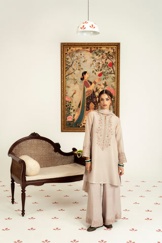 3 Piece Badla Zari Embroidered Suit (FL0027)