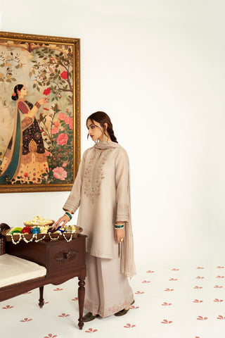 3 Piece Badla Zari Embroidered Suit (FL0027)