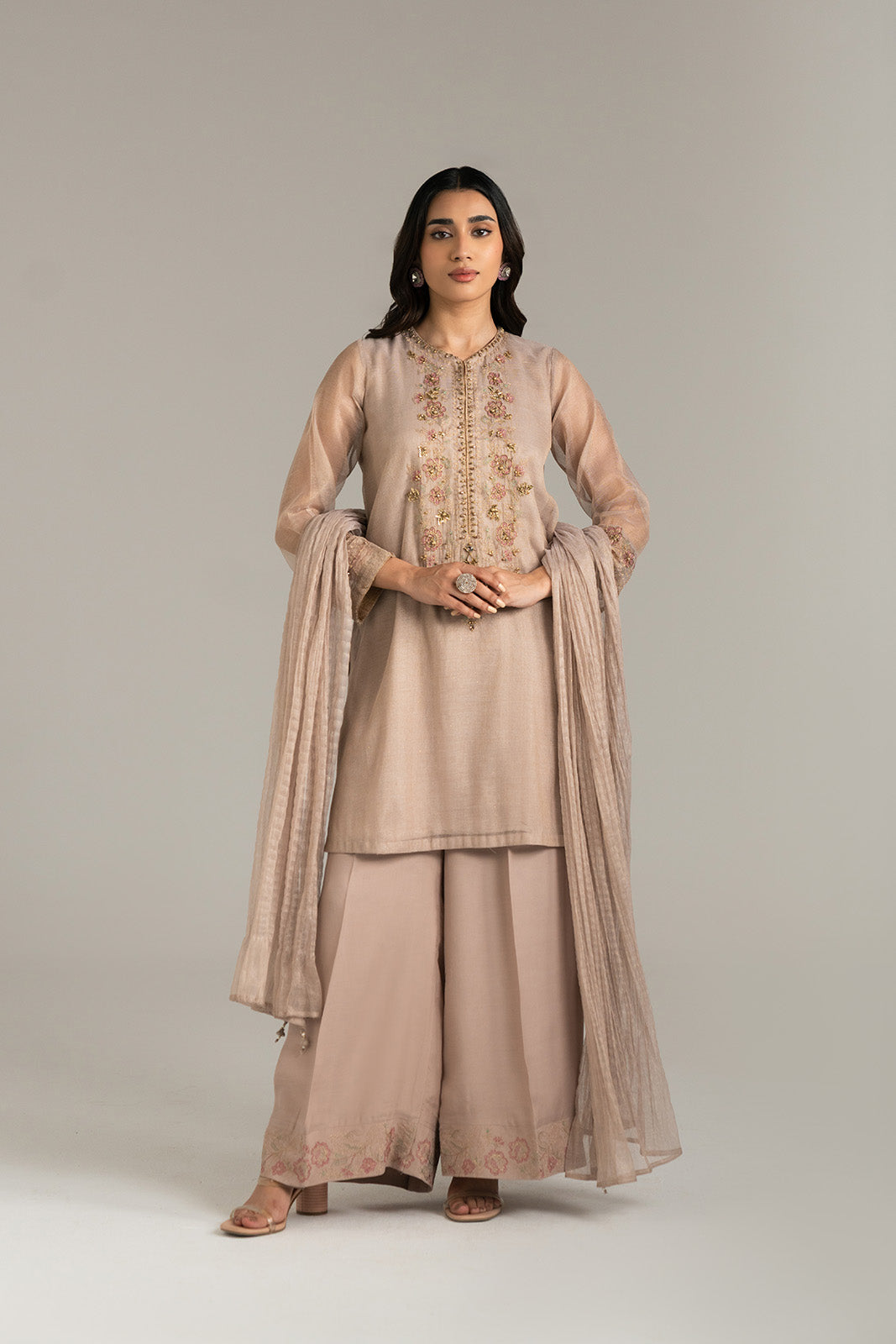 3 Piece Badla Zari Embroidered Suit (FL0027)