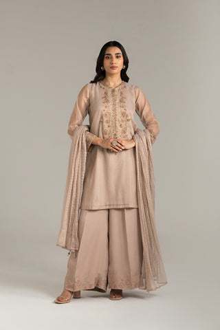 3 Piece Badla Zari Embroidered Suit (FL0027)