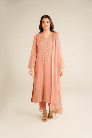 3 Piece Chiffon Embroidered Suit (FL0033)