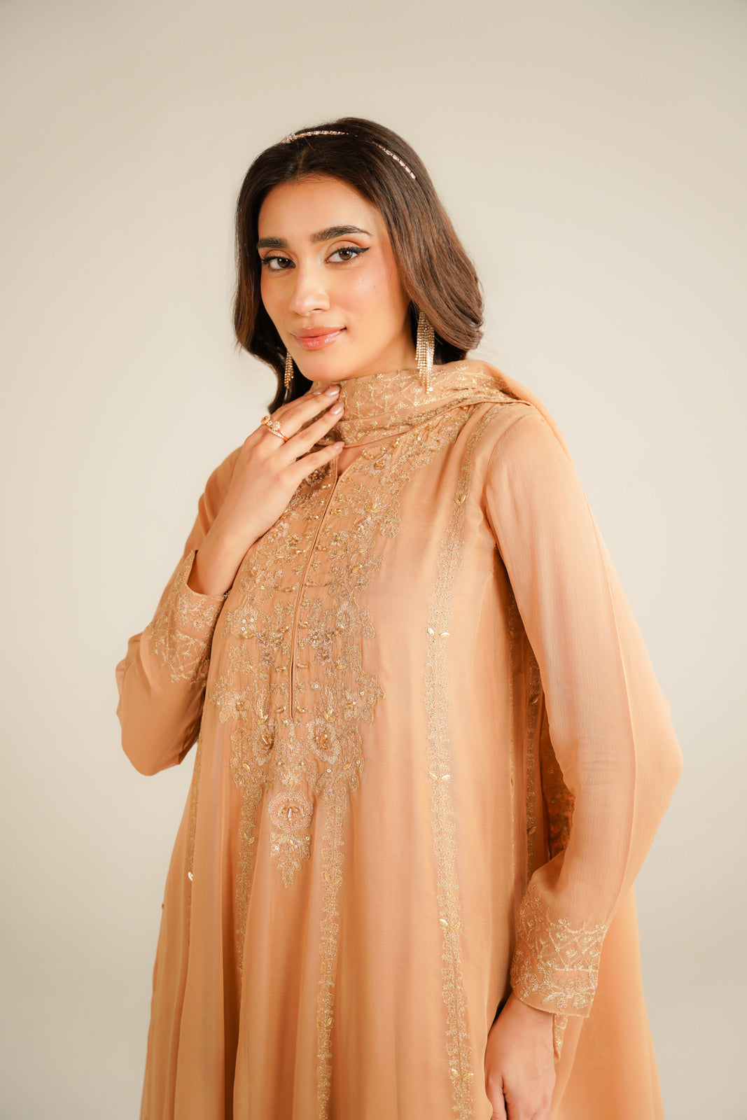 3 Piece Chiffon Embroidered Suit (FL0034)