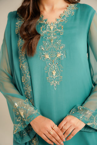 3 Piece Chiffon Embroidered Suit (FL0035)