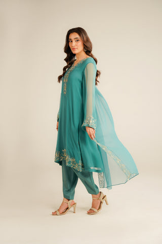 3 Piece Chiffon Embroidered Suit (FL0035)