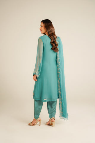 3 Piece Chiffon Embroidered Suit (FL0035)