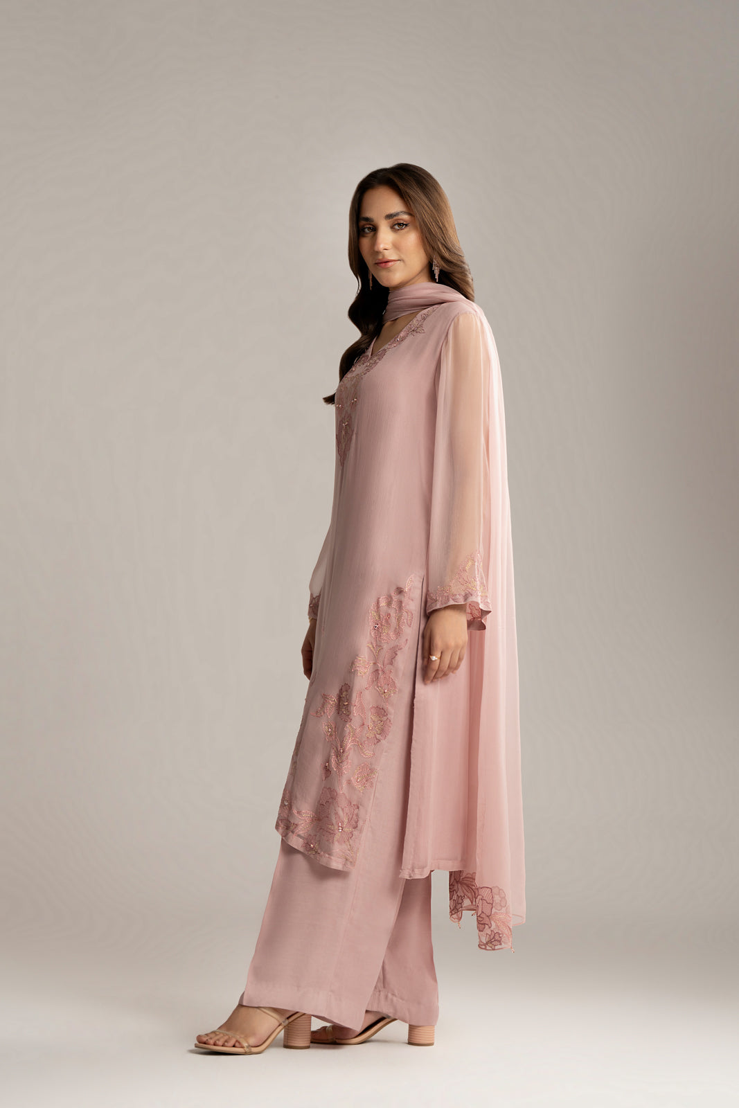 3 Piece Chiffon Embroidered Suit (FL0037)